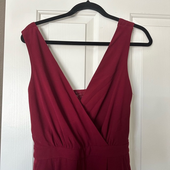 Lulu’s Kiska Burgundy Lace Wide-Leg Jumpsuit | Size M - Picture 9 of 9